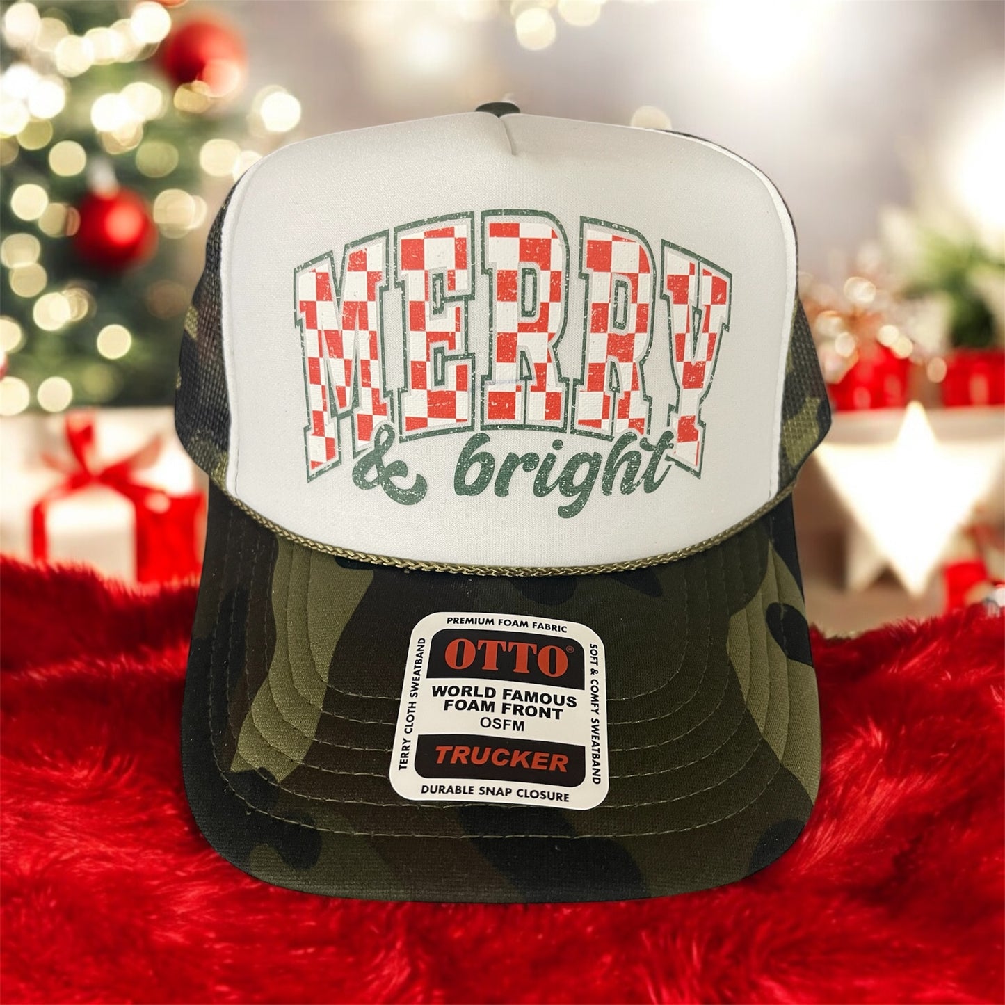Checkered Merry and Bright Trucker Hat