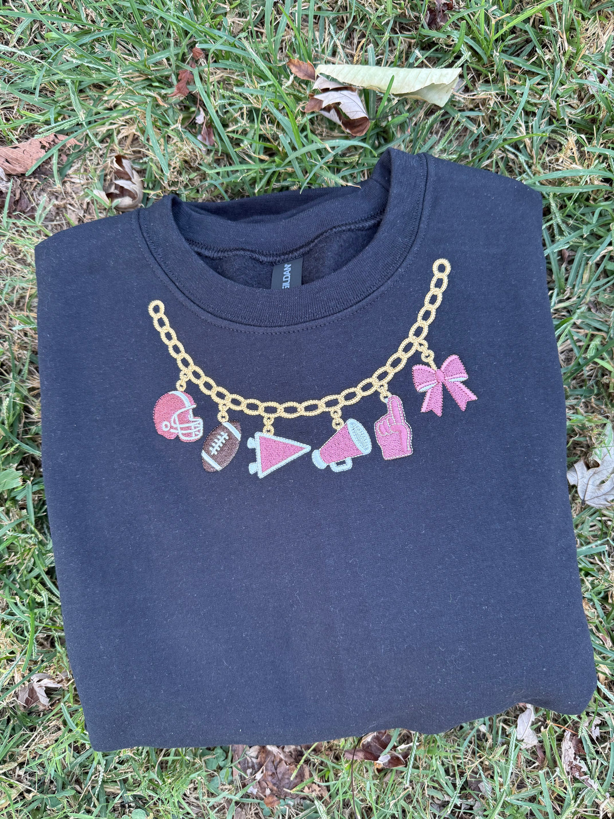 Varsity Charm Necklace Embroidered Sweatshirt