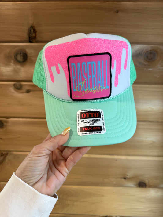 Baseball Season Drip Trucker Hat