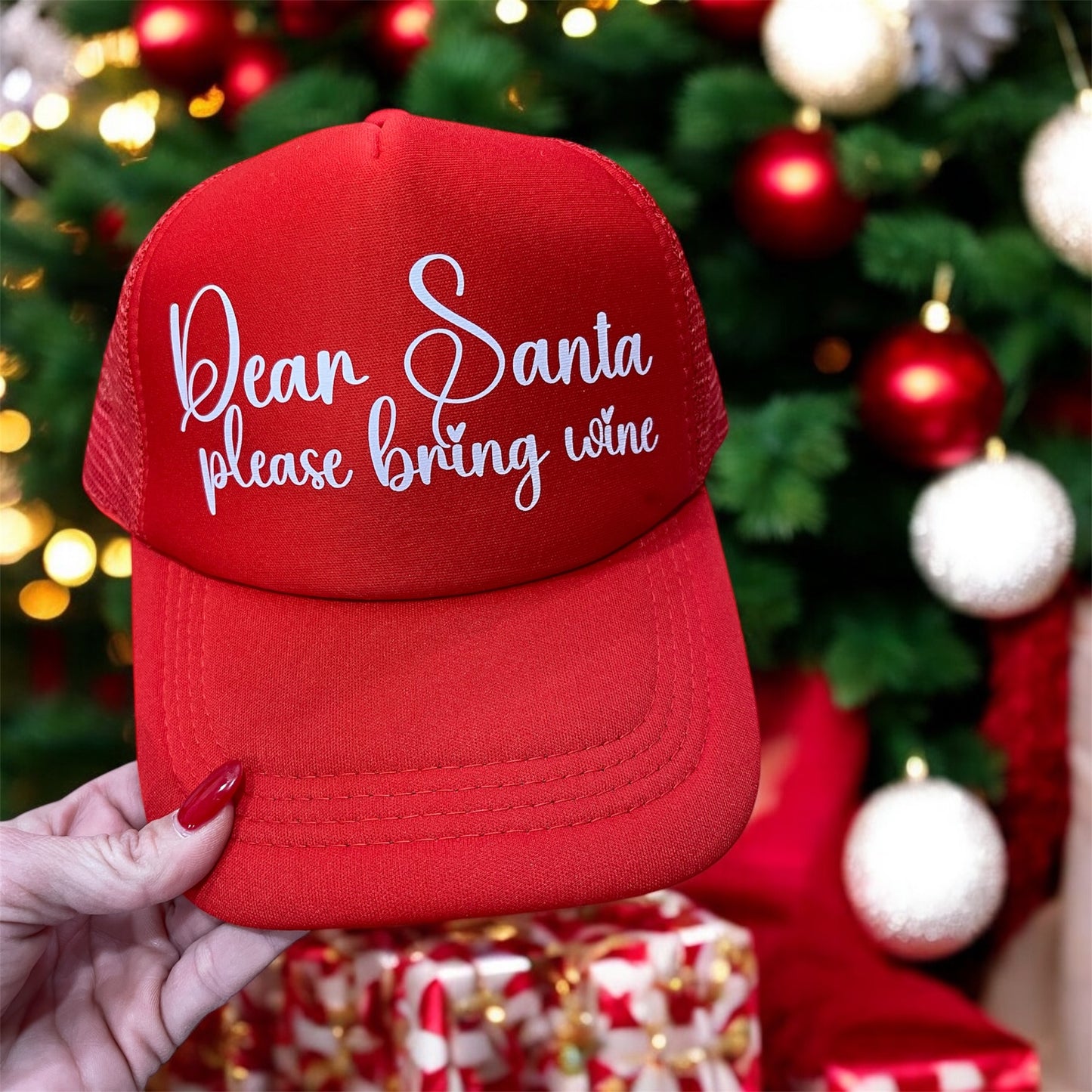 Dear Santa Bring Wine Trucker Hat