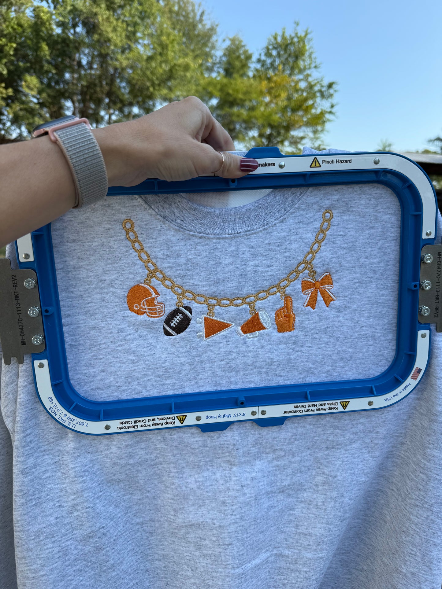 Varsity Charm Necklace Embroidered Sweatshirt