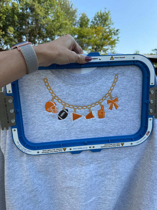 Varsity Charm Necklace Embroidered Sweatshirt